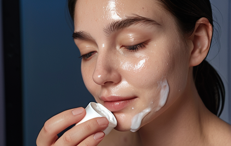 **
Prompt: *A woman applies a generous layer of hydrating cream to her face before bed. Soft lighting, serene atmosphere. Emphasis on moisture and skincare. Nighttime beauty routine, focus on hydration.*
**